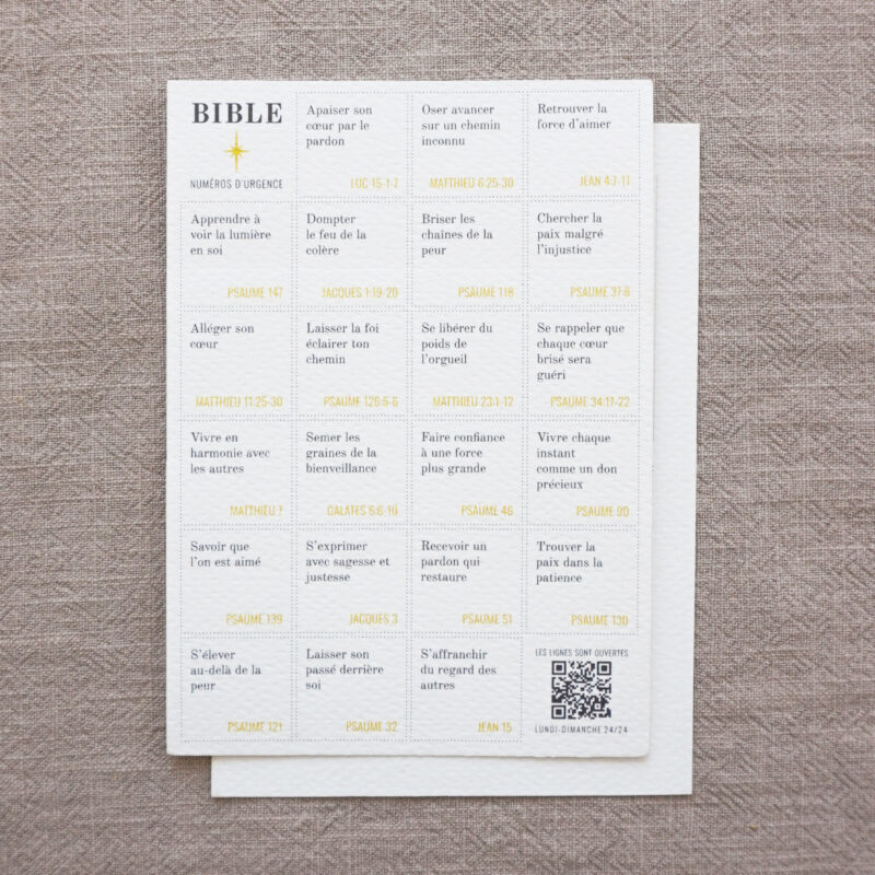 carte postale bible numeros d'urgence