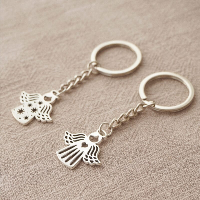 porte clé anges argenté