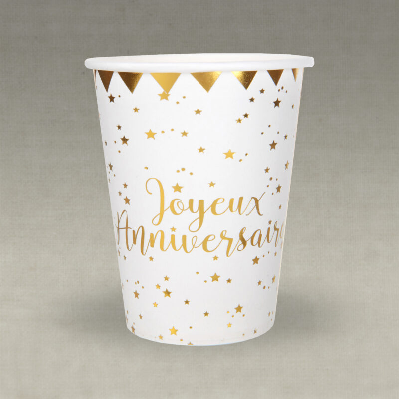 Gobelet Joyeux Anniversaire blanc