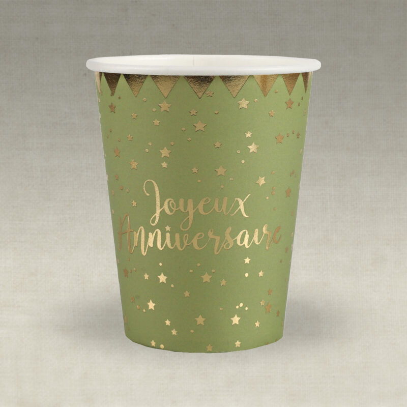 Gobelet Joyeux Anniversaire sauge