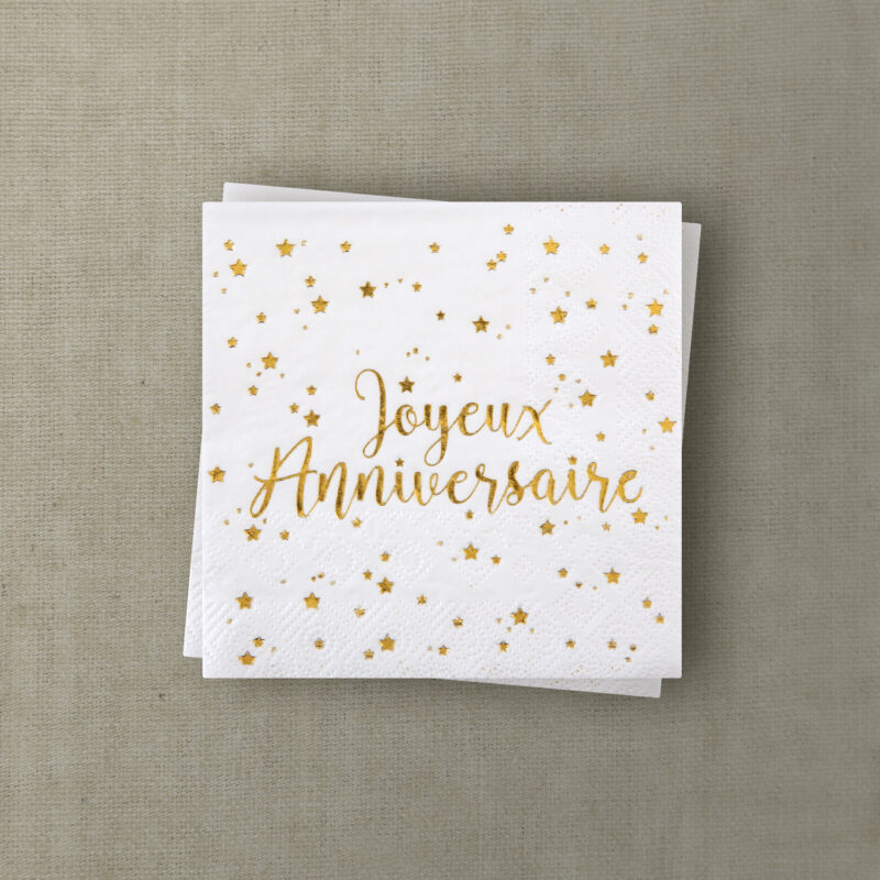 Serviette cocktail Anniversaire blanc