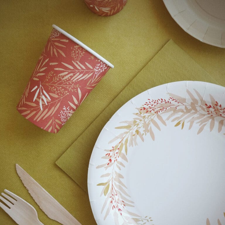 theme de deco de table champetre et vert olive, herbier