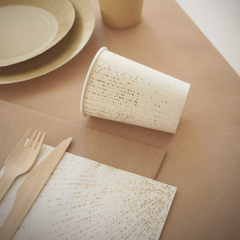 Etincelles, pack de déco de table beige et doré - Maisons Notable