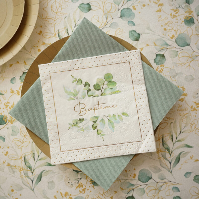Déco de Baptême Champêtre & Eucalyptus - Maisons Notables